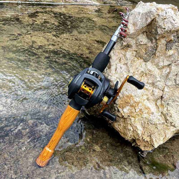 

casting rods ga portable telescopic 1.3-1.8m casting fishing rod and spinning reel travel fishing tackle combo set t230718