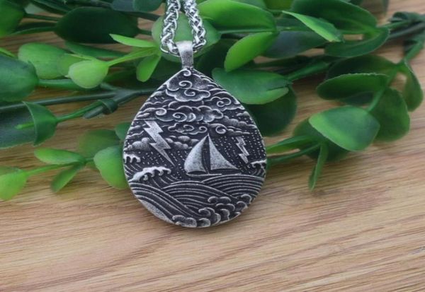 

pendant necklaces 12pcs ocean waves travel jewelry pirate sailboat necklace for nautical adventurerpendant7994732, Silver