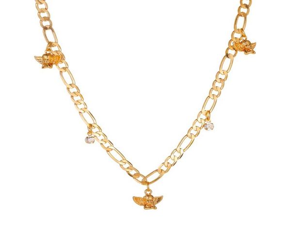 

angel wing necklace ladies crystal choker necklace women biker crystal jewelry gifts her girl cross necklace5228293, Golden;silver