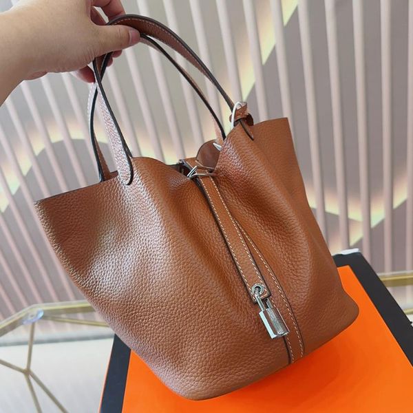 

9a picotin tc bucket bag designer bag handbag lock bag food basket new fashion classic women's bag luxury custom made handmade wax thre