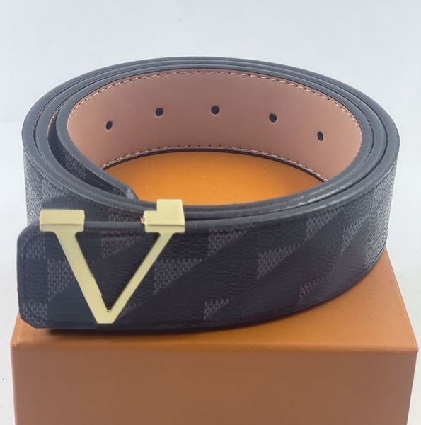 

fashion designer belts men womens belts big gold buckle genuine leather belt lattice printing with 20 color 3.8cm, Black;brown