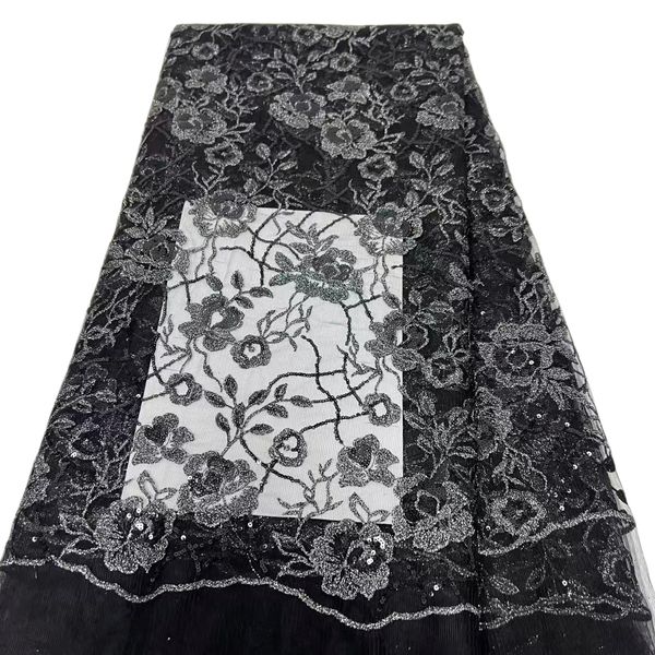 

tulle fabric lace net embroidery french lace fashion 5 yards women gown sewing pattern daily 2023 net cloth comfortable new design cutting a, Black;white