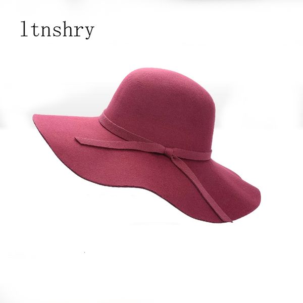 

wide brim hats bucket hats women's wide brim felt bowler faux wool fedora hat floppy sun bowknot cloche cap bowlers hat for ladies gorr, Blue;gray