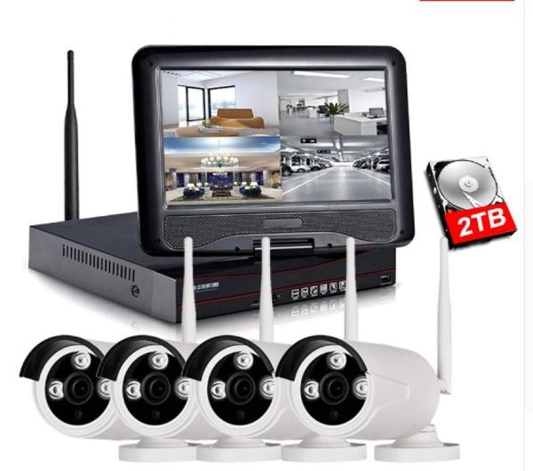 

1080p wireless nvr kit 10 inch lcd monitor 2mp wifi ip camera 4pcs p2p cctv camera video home security system surveillance set llf2663445