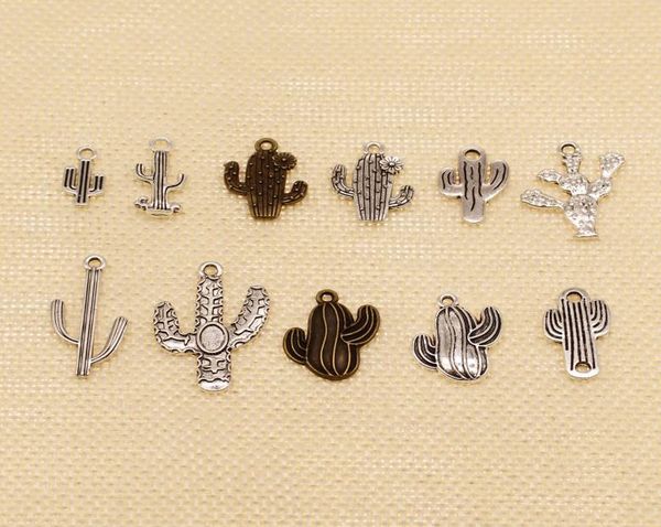 

60 pieces charm for making jewelry diy plant cactus hj192018859155, Bronze;silver