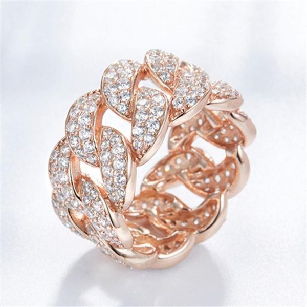 

hip hop vintage jewelry 925 sterling silverrose gold fill pave white sapphire cz diamond party gemstones women wedding chain band5971290, Slivery;golden