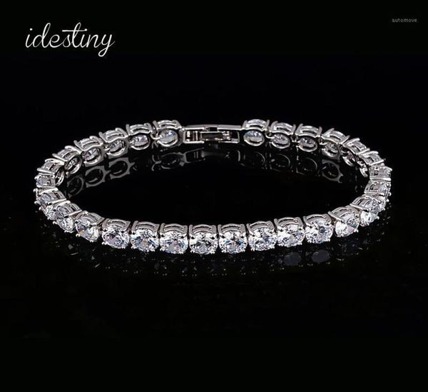 

1111 tennis bracelet for woman with charm 6mm round cubic zirconia pulseira classic wedding jewelry lady bracelet14639499, Black