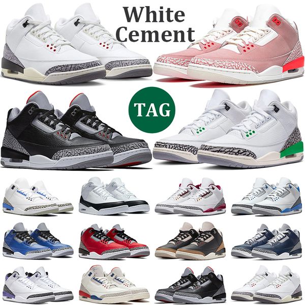 

men women 3s basketball shoes cardinal red racer blue unc black cement lucky green dark iris jumpman 3 men sports trainers sneakers