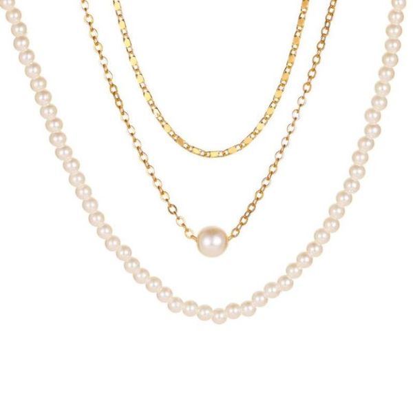 

chains queen elisa multi layer necklace pearl pendant for women clavicle chain 2022 gold korean fashion charm choker jewelry9313770, Silver