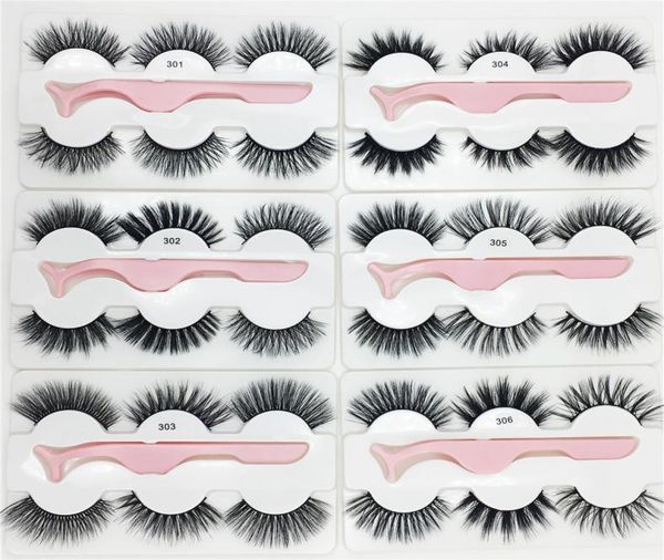 

3 pairs faux mink eyelashes with tweezers new 3 pairs set with 1pc tweezer thick wispy long fluffy dramatic lashes9323395