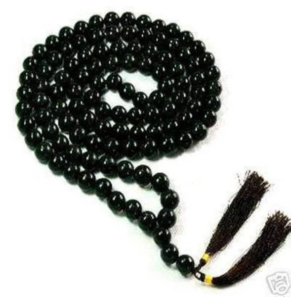 

tibetan 10mm buddhist 108 black jade prayer beads mala necklace6811395, Silver
