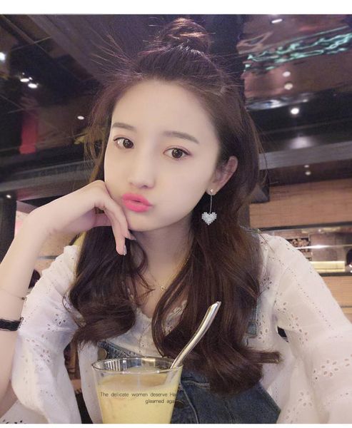 

925 sterling silver needle love full diamond earrings female korean temperament earrings long personality personality wild earring7092172, Golden;silver