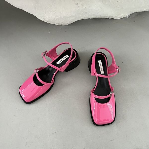 

dress shoes vintage women's red sandals summer square toe shoes women's buckle solid color est wedding party high heels women&#039, Black