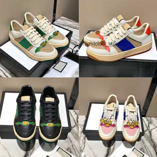 

leather sneakers ggity vintage designer rubber shoe screener bee casual distressed shoes stripe dirty mens canvas women genuine splicing ret, Black