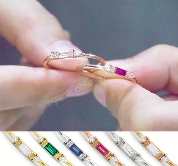 

fashion crystal engagement ring for women rainbow color cubic zirconia silver color stackable rings wedding trend female jewerly4449960