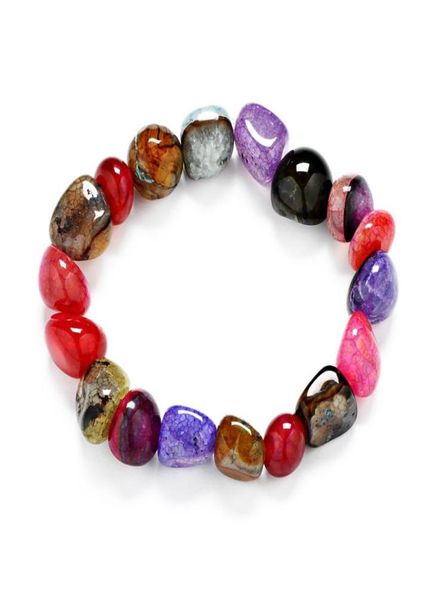 

whole irregular natural gemstone hand strings with ice cracks 1011mm configured mixedcolor agate bracelet sz3b033 6340958, Black
