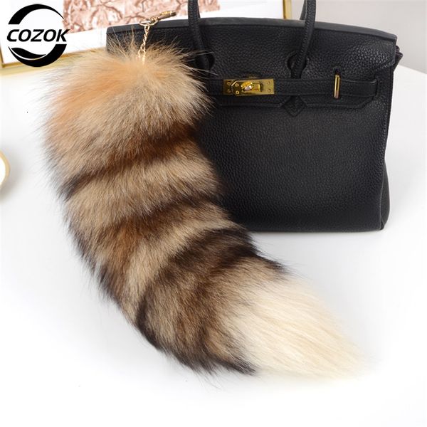

keychains lanyards 40 cm long fur tail handmade key ring keychain for handbags backpacks charm tassel ornaments bags shoes hats garments 230, Silver