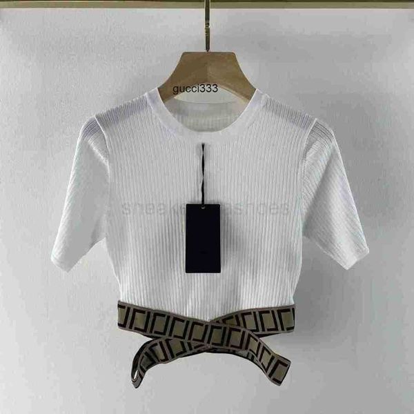 

spring fendyly breathable neck ff stitching tee designer and 22new short-sleeved round women's summer fashion thin f t-shirt letter, White;black