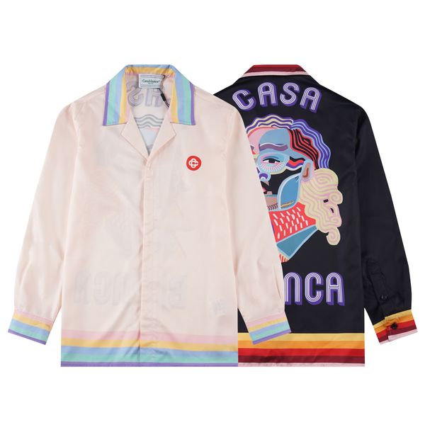 

designers mens dress shirts blanca fashion long sleeve casablanc summer casual printed shirt homme male slim fit short sleeve shirts casabla, White;black