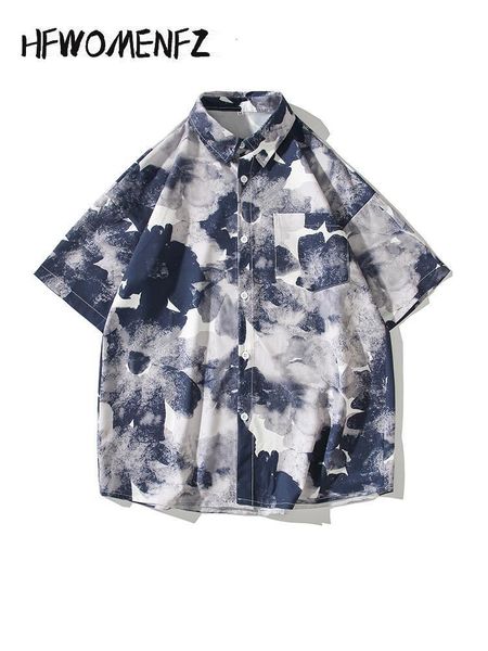 

men's t shirts short sleeve fashion floral print shirt for male 2023 summer pockets vintage turn down collar casual beach men clothes 2, White;black