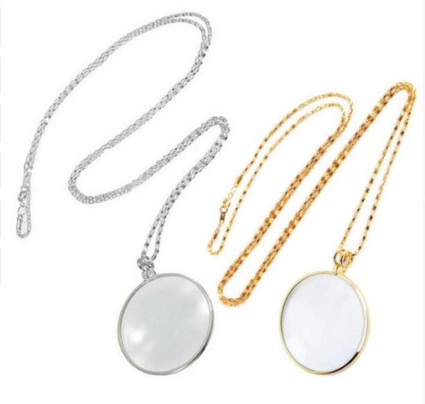 

fashion decorative monocle necklace with 5x magnifier magnifying glass pendant gold silver plated chain necklace for women jewelry6832415