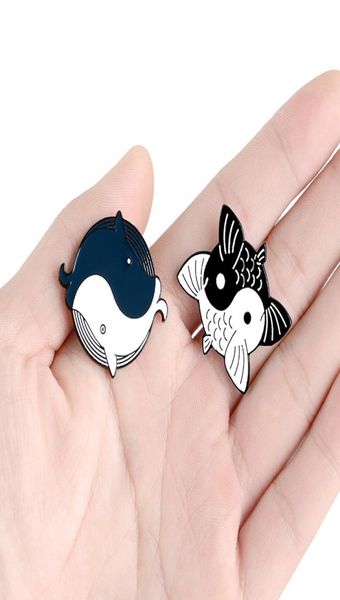 

custom koi whale brooches clothes shirt lapel backpack fish badge enamel pin balance jewelry gift for friends7784988, Gray