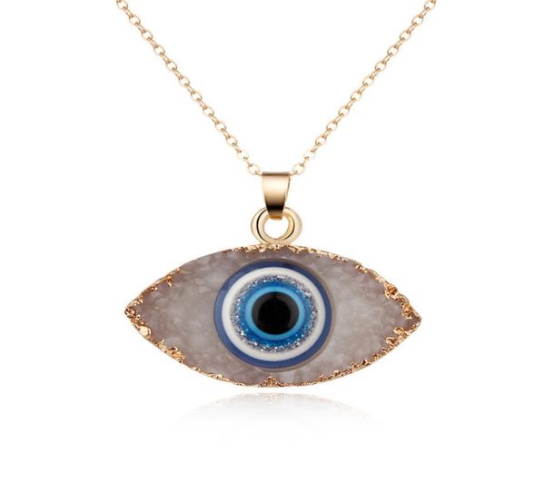 

pendant necklaces natural stone necklace for women long chain crystal turkish eye girls luck jewelry3799691, Silver