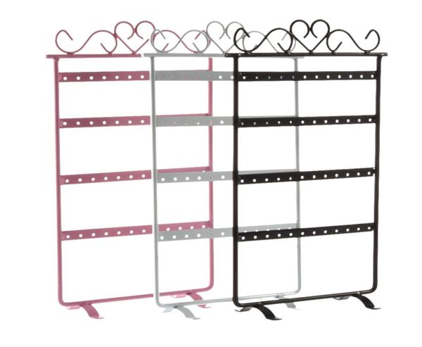 

48 hole earrings ear studs display rack metal jewelry holder stand showcase pink 295160mm for retail environment6301837, Black