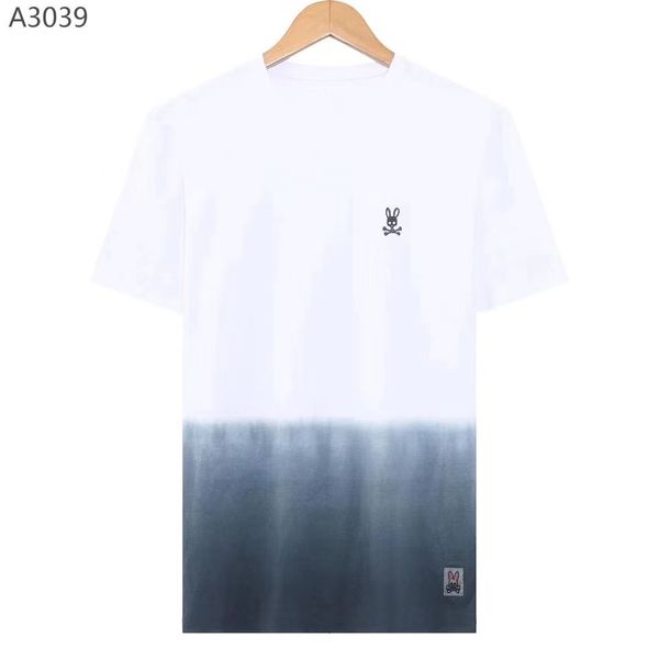 

psycho bunny mens fashion t-shirt casual polo shirt premium summer breathable short sleeve rabbit animal print round neck brand clothing hip, White;black