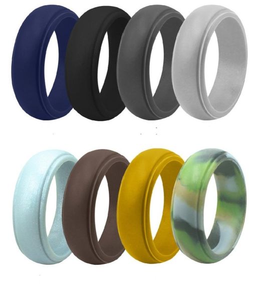 

womenmen jewelry fashion new curved step silicone outdoor sports ring size 78910111213147246217, Slivery;golden