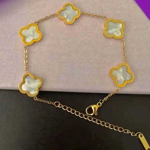 

clover bracelet non fading and non allergic korean version of the four leaf clover double-sided bracelet valentine's day gift2023, Golden;silver