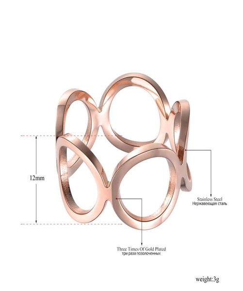 

2020 trendy office style stainless steel 5pcs circles party ring rose gold color geometric rings jewelry for women girl r190809552808, Golden;silver