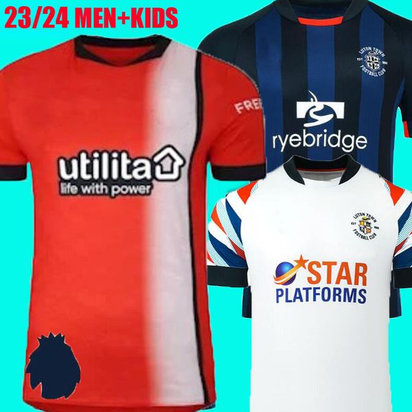 

22 23 24 luton town soccer jerseys 2023 2024 bradley berry lee burke mpanzu campbell football shirts home away third men uniforms, Black;yellow