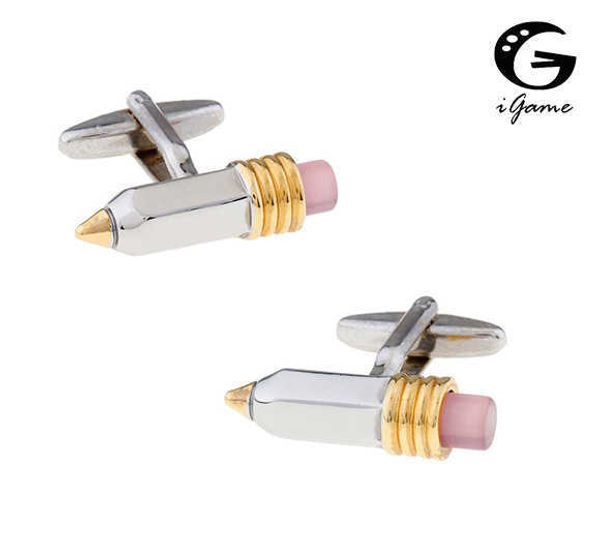 

cuff links igame new arrival pencil cuff links golden color plating brass material men french cufflinks hkd230718, Silver