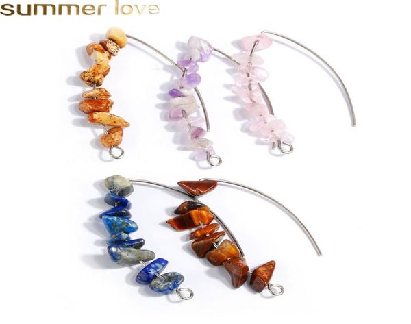 

natural stone earrings pendants for women handmade big hook earrings accessories diy jewelry finding7715857, Silver