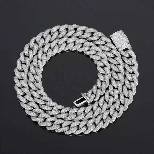 

10mm iced out cz zircon cubic zirconia gold plated 925 sterling silver hip hop necklace jewelry miami cuban link chain