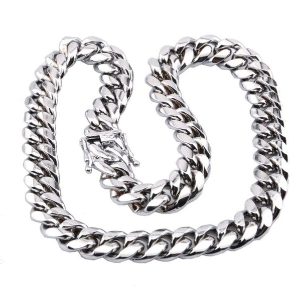 

miami cuban link chain necklace men hip hop gold silver necklaces stainless steel jewelry1868545