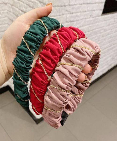 

mother039s mesh bright diamond headband whole of new hairpin rhinestone korean hairpin european and american pleated headba5589063, Silver