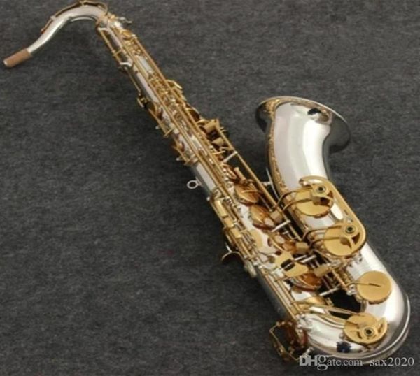 

new tenor saxophone musical instruments bb tone nickel silver plated tube gold key sax with case mouthpiece2444067
