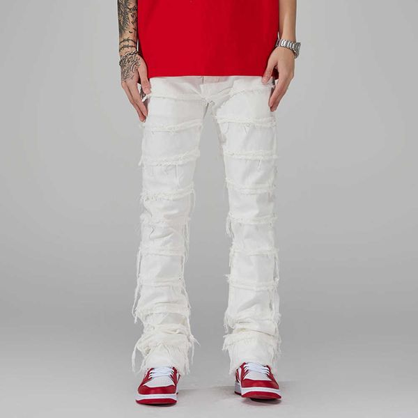 

men's jeans punk stacked white straight y2k grunge pants men fashion hip hop kpop women cotton old long trousers ropa hombre 230612by6f, Blue