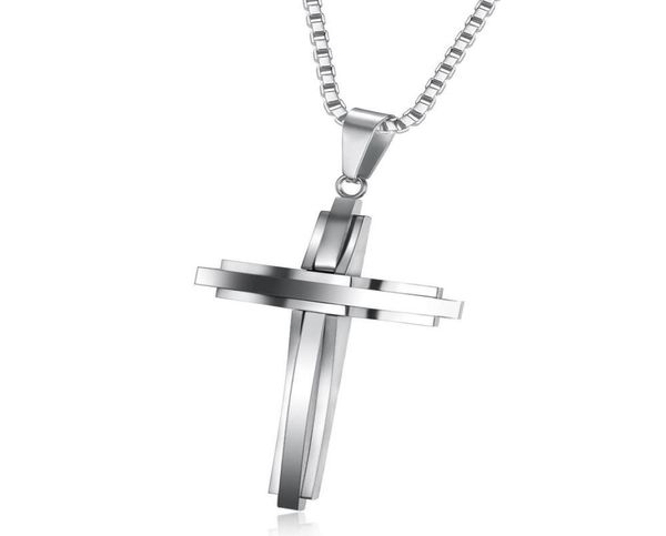 

men stainless steel cross pendant necklaces men religion faith charm titanium steel chain for women fashion jewelry gift5622947, Silver