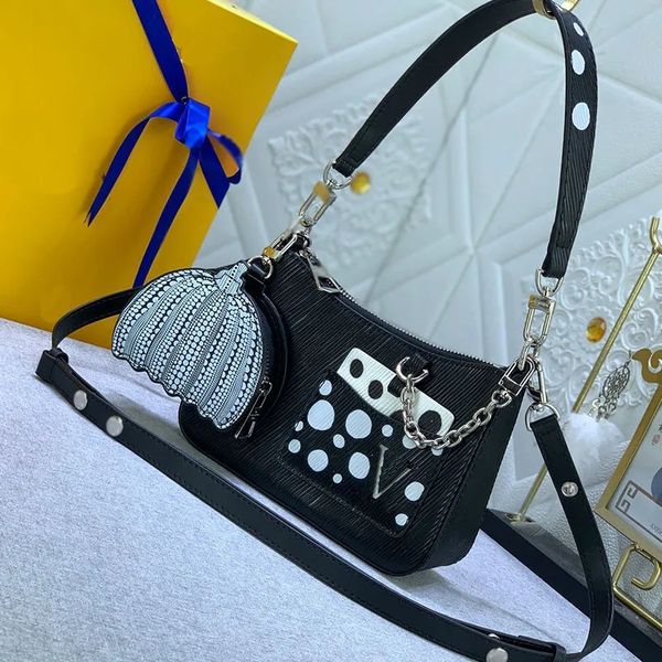 

senior designer texture chain yayoi kusama underarm bag french special design bag womens 2023 new mini one shoulder crossbody bag party bag, Black;red