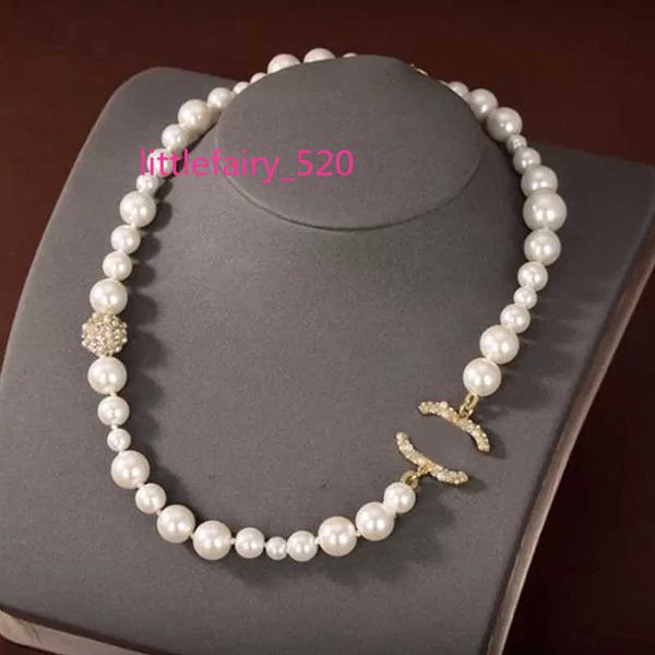 

beaded necklaces pearl necklace luxury designer jewelry for women fashion necklaces womens wedding chains pendants with diamond c accessorie, Silver