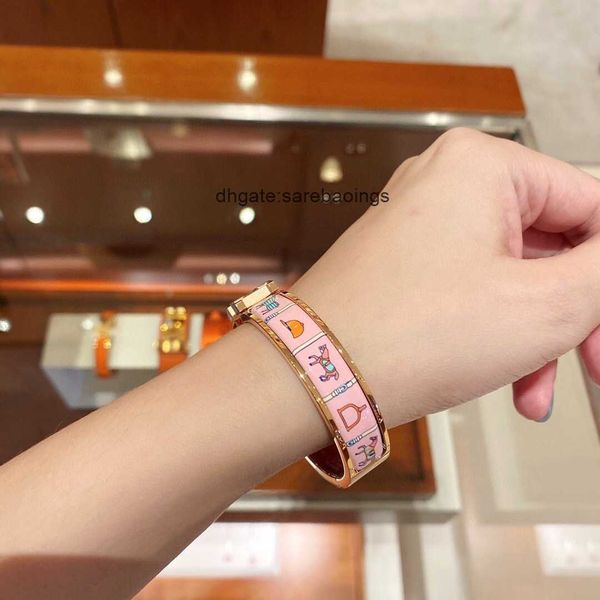 

aher mas designer luxury brand enamel bracelet black samurai rabbit enamel pony childlike pattern letter bracelet luxury couple bracelet gif