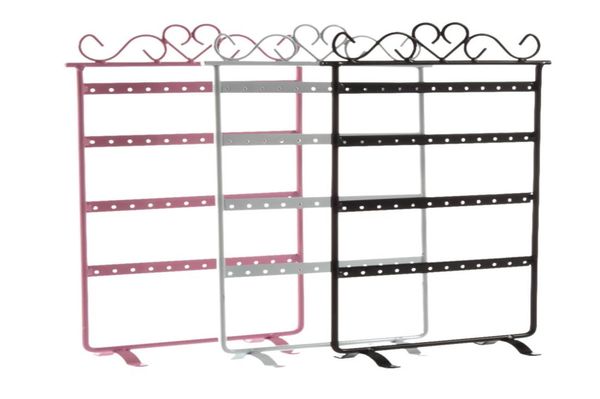 

48 hole earrings ear studs display rack metal jewelry holder stand showcase pink 295160mm for retail environment3200251, Black