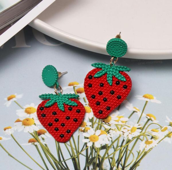 

korean lovely earrings fruit watermelon strawberry long beads earrings whole earrings for women4469819, Silver