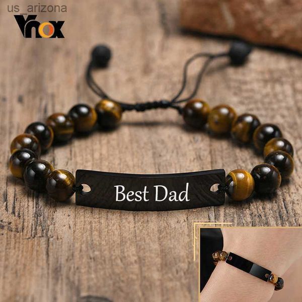 

vnox customize beads bracelets for men women engrave inspirational quotes names bangle tiger eyes lava stones beaded adjustable l230620, Golden;silver