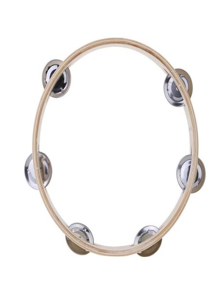 

kids 8quot hand held wood headless tambourine bell with metal single row jingles and wood quality children musical percussion to5395106