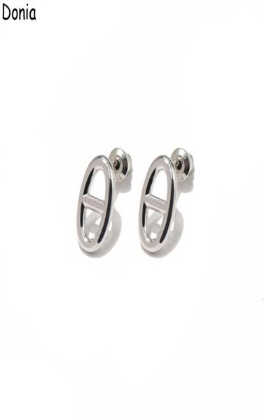 

donia jewelry luxury stud european and american fashion pig nose titanium steel threecolor creative designer earrings gift box1164063, Golden;silver