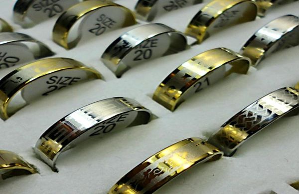 

fashion new gold silver stainless steel rings for women men jewelry whole packs lots lr114 7550085